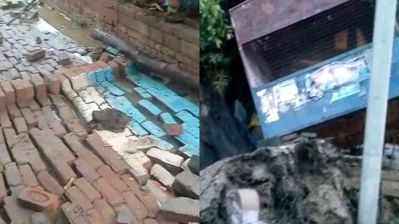 बारिश का कहर: फर्रुखाबाद में टूटी घर की दीवार, ध्वस्त हुआ पुलिस का बूथ